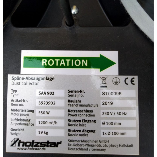 Стружковідсмоктувач Holzstar SAA 902 (5923902)