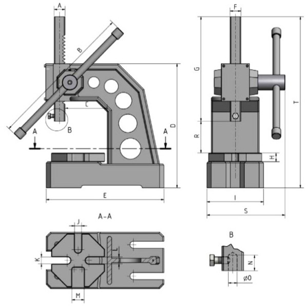 Ручний рейковий прес Optimum Maschinen DDP 20 (3359012)